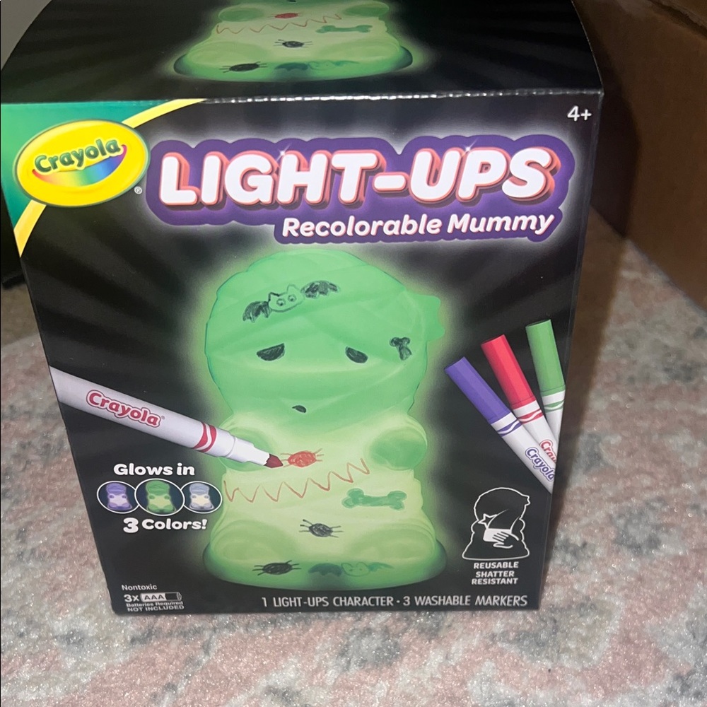NWT! Crayola Light-Ups Recolorable Mummy - Green with Markers